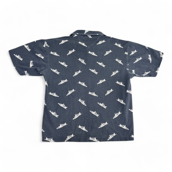 Vintage Tommy Hilfiger Polo Shirt Adult LARGE Blue Boats Yachts Nautical 90s - Picture 3 of 11